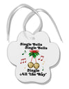 Jingle Bells All the way Paw Print Shaped Ornament-Ornament-TooLoud-White-Davson Sales