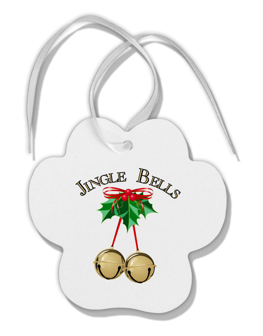 Jingle Bells Paw Print Shaped Ornament by TooLoud-Ornament-TooLoud-White-Davson Sales