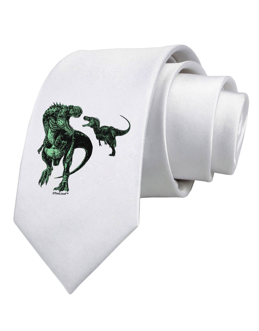 Jurassic Dinosaur Design 1 Printed White Necktie by TooLoud