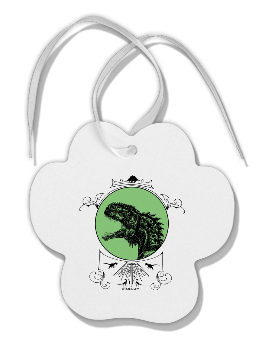 Jurassic Dinosaur Face Paw Print Shaped Ornament by TooLoud-Ornament-TooLoud-White-Davson Sales