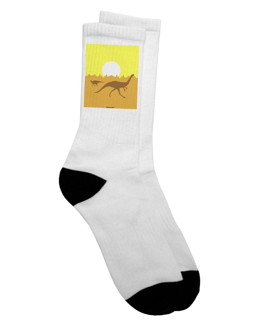 Jurassic Dinosaur Sunrise Crew Socks for Adults - Exclusively by TooLoud-Socks-TooLoud-White-Ladies-4-6-Davson Sales