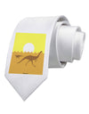 Jurassic Dinosaur Sunrise Printed White Necktie by TooLoud