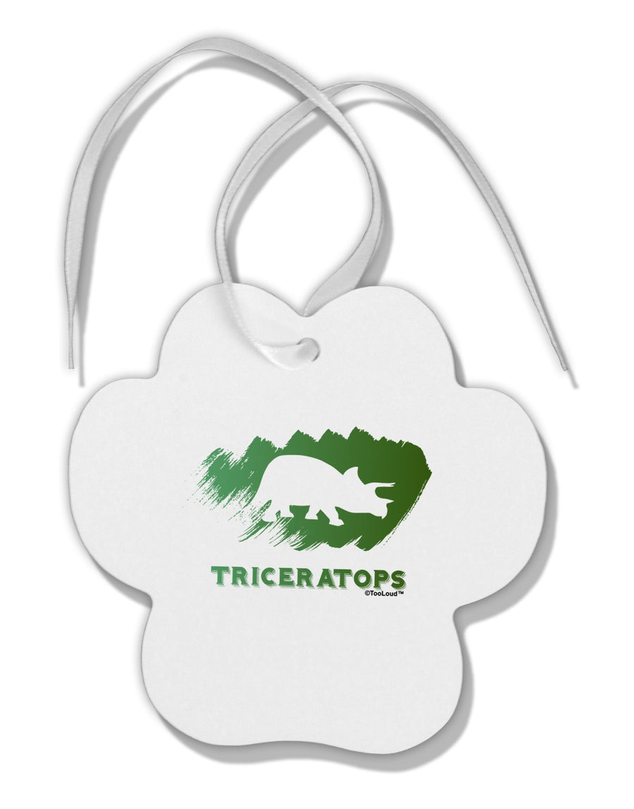 Jurassic Triceratops Design Paw Print Shaped Ornament by TooLoud-Ornament-TooLoud-White-Davson Sales