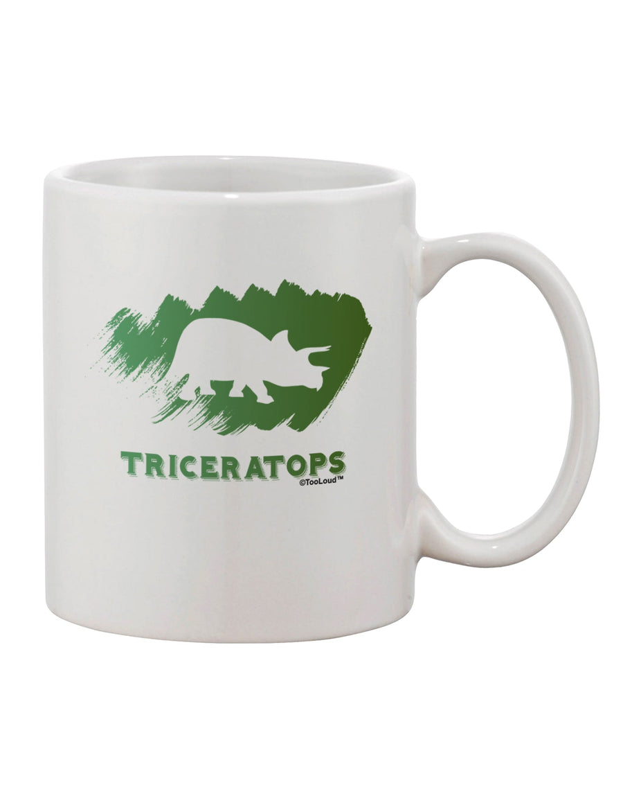 Jurassic Triceratops Design Printed 11 oz Coffee Mug - Expertly Crafted for Drinkware Enthusiasts by TooLoud-11 OZ Coffee Mug-TooLoud-White-Davson Sales