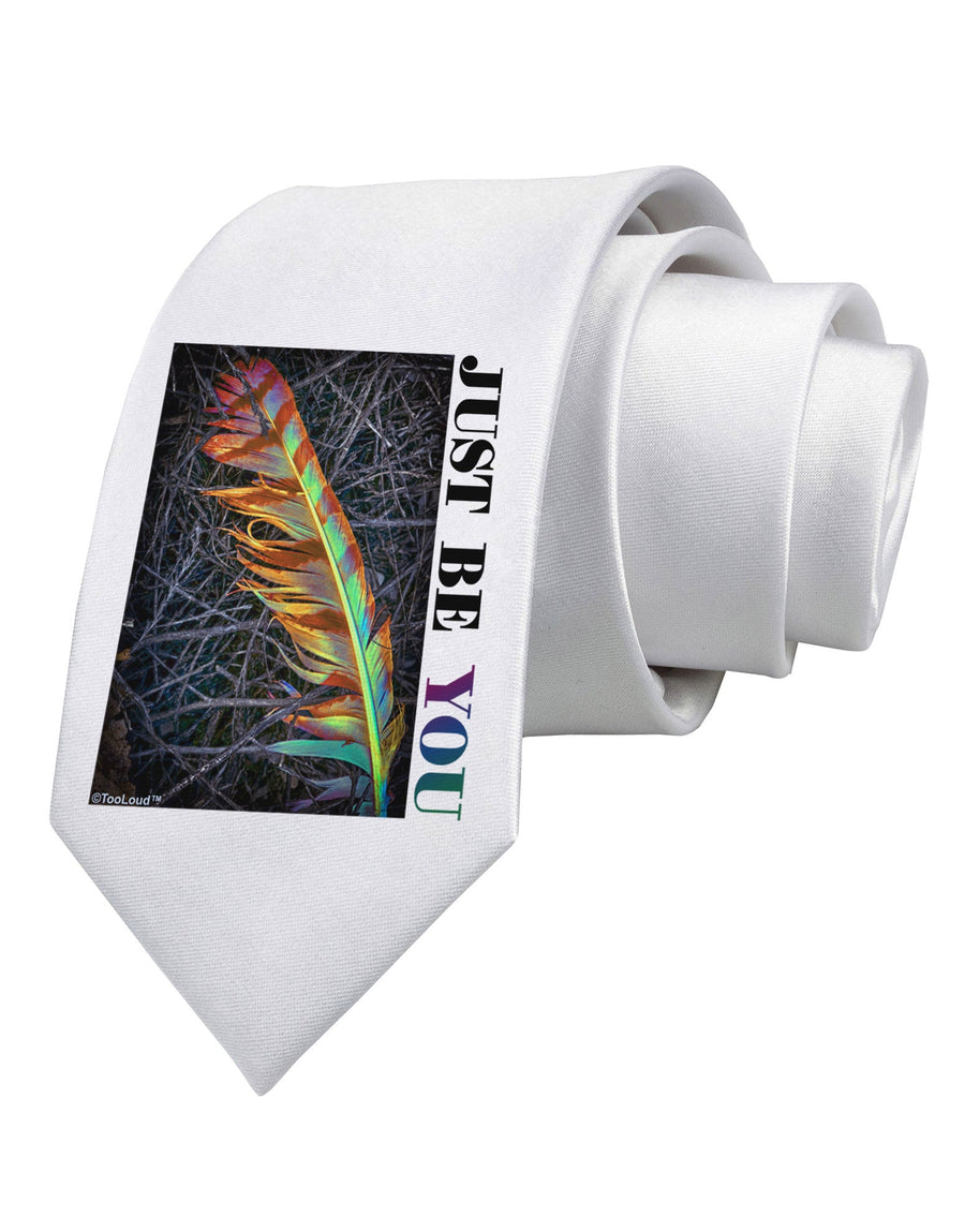 Just Be You - Unique Printed White Necktie