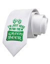 Just Here For The Green Beer Printed White Necktie