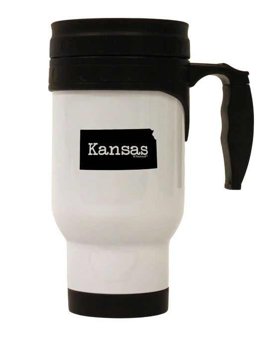 Kansas - United States Shape Stainless Steel 14oz Travel Mug-Travel Mugs-TooLoud-White-Davson Sales
