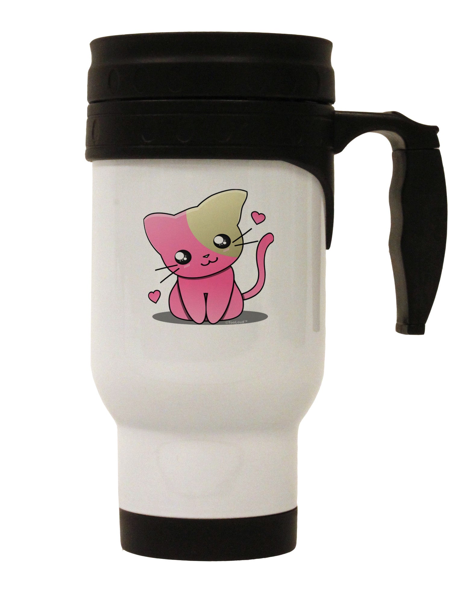 Kawaii Kitty Stainless Steel 14oz Travel Mug-Travel Mugs-TooLoud-White-Davson Sales