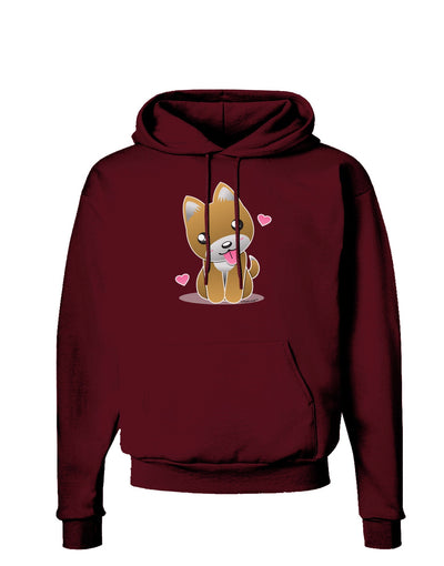 Kawaii Puppy Dark Hoodie Sweatshirt-Hoodie-TooLoud-Maroon-Small-Davson Sales