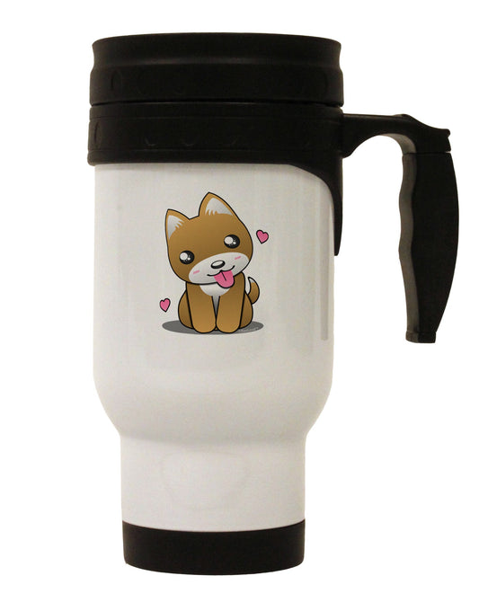 Kawaii Puppy Stainless Steel 14oz Travel Mug-Travel Mugs-TooLoud-White-Davson Sales