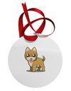 Kawaii Standing Puppy Circular Metal Ornament-Ornament-TooLoud-White-Davson Sales