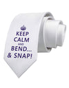 Keep Calm and Bend and Snap Printed White Necktie