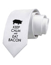 Keep Calm and Eat Bacon Printed White Necktie