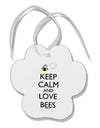 Keep Calm and Love Bees Color Paw Print Shaped Ornament-Ornament-TooLoud-White-Davson Sales