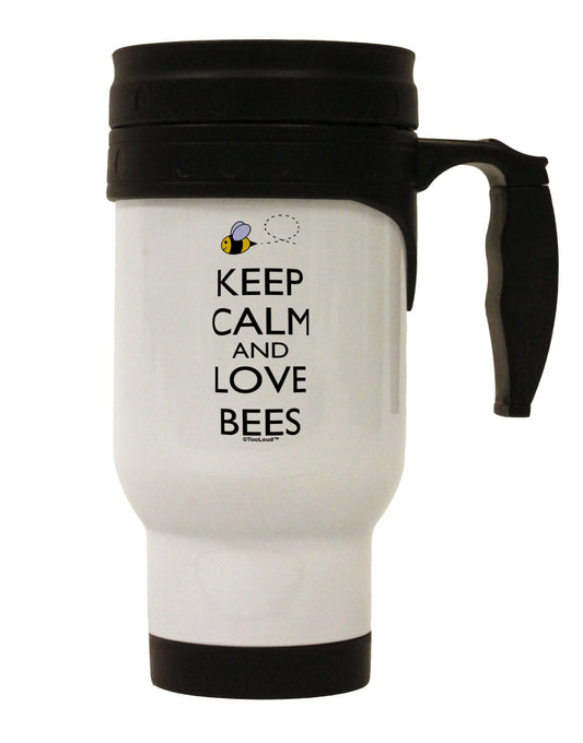 Keep Calm and Love Bees Color Stainless Steel 14oz Travel Mug-Travel Mugs-TooLoud-White-Davson Sales