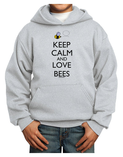 Keep Calm and Love Bees Color Youth Hoodie Pullover Sweatshirt-Youth Hoodie-TooLoud-Ash-XS-Davson Sales