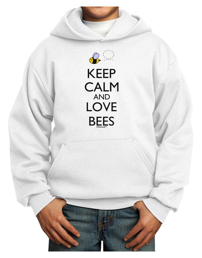 Keep Calm and Love Bees Color Youth Hoodie Pullover Sweatshirt-Youth Hoodie-TooLoud-White-XS-Davson Sales