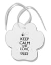 Keep Calm and Love Bees Paw Print Shaped Ornament-Ornament-TooLoud-White-Davson Sales