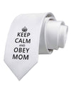 Keep Calm and Obey Mom Printed White Necktie