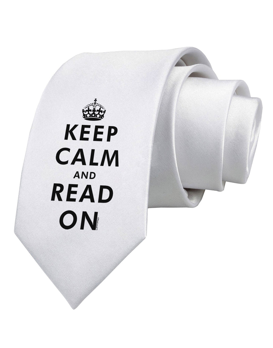 Keep Calm and Read On Printed White Necktie