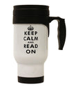 Keep Calm and Read On Stainless Steel 14oz Travel Mug-Travel Mugs-TooLoud-White-Davson Sales