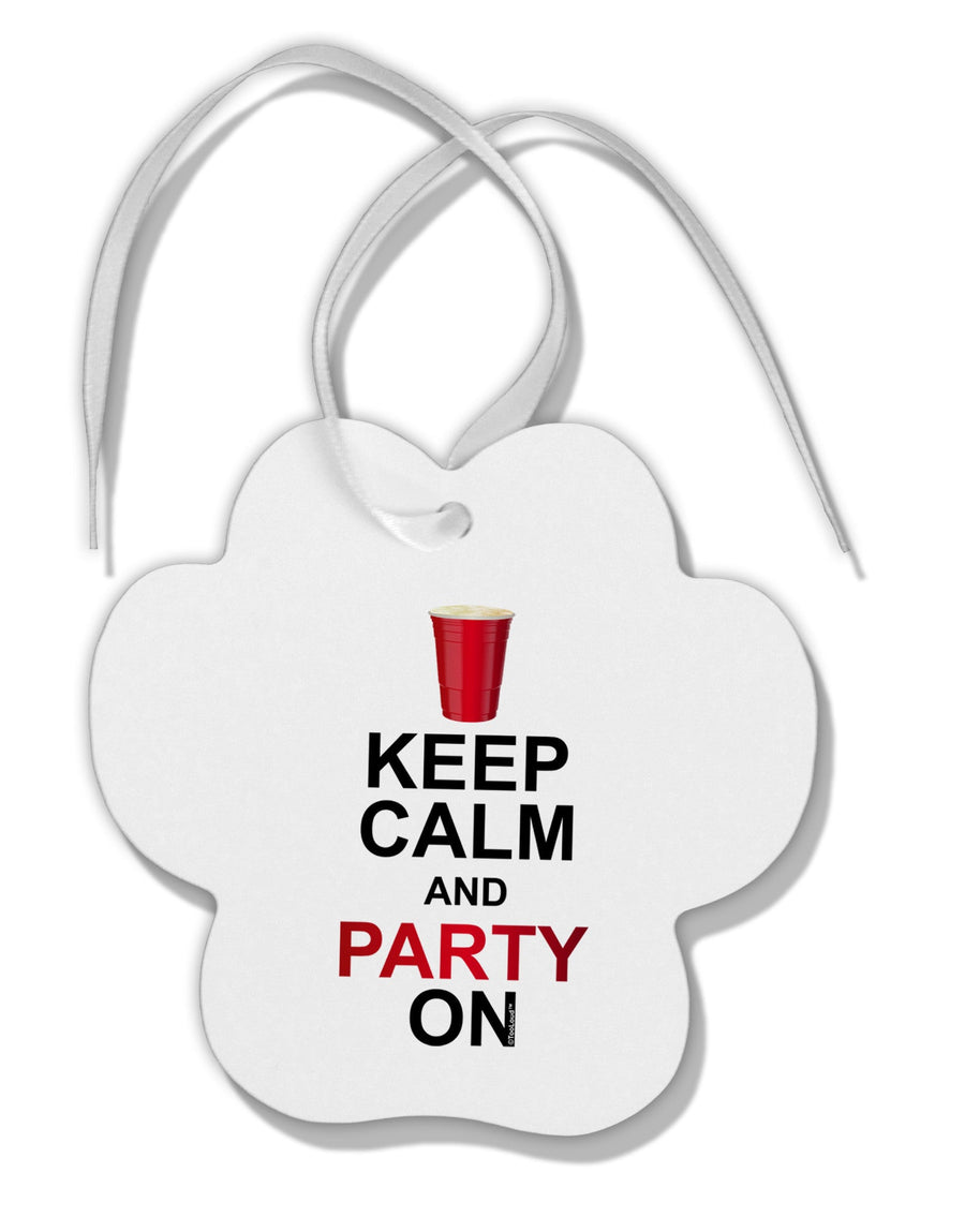 Keep Calm - Party Beer Paw Print Shaped Ornament-Ornament-TooLoud-White-Davson Sales