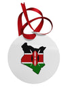 Kenya Flag Silhouette Circular Metal Ornament-Ornament-TooLoud-White-Davson Sales