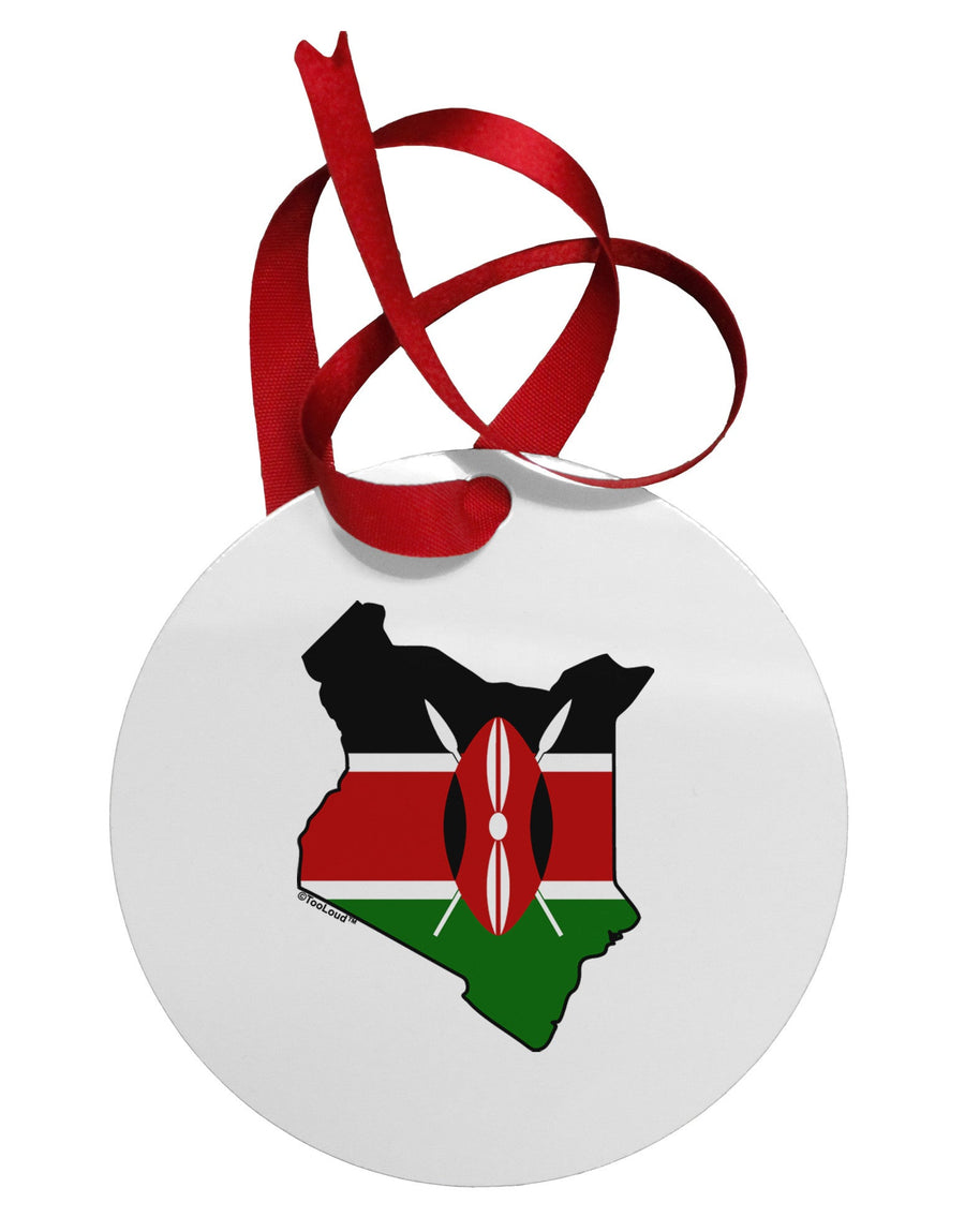 Kenya Flag Silhouette Circular Metal Ornament-Ornament-TooLoud-White-Davson Sales