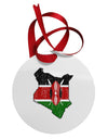 Kenya Flag Silhouette Distressed Circular Metal Ornament-Ornament-TooLoud-White-Davson Sales