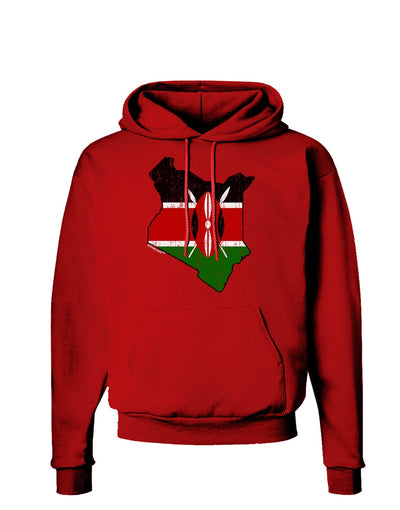 Kenya Flag Silhouette Distressed Dark Hoodie Sweatshirt-Hoodie-TooLoud-Red-Small-Davson Sales