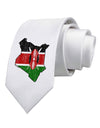 Kenya Flag Silhouette Distressed Printed White Necktie