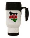 Kenya Flag Silhouette Distressed Stainless Steel 14oz Travel Mug-Travel Mugs-TooLoud-White-Davson Sales