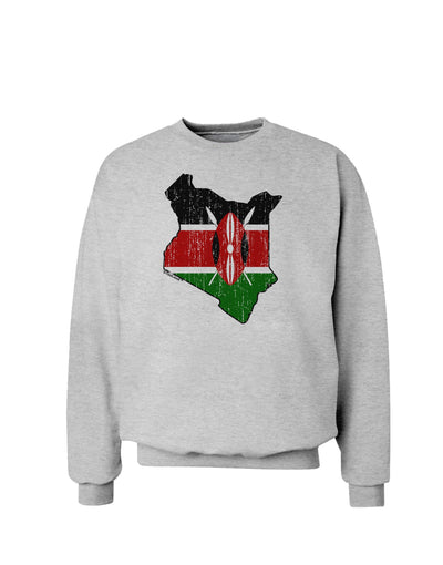 Kenya Flag Silhouette Distressed Sweatshirt-Sweatshirts-TooLoud-AshGray-Small-Davson Sales