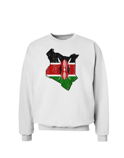 Kenya Flag Silhouette Distressed Sweatshirt-Sweatshirts-TooLoud-White-Small-Davson Sales