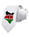 Kenya Flag Silhouette Printed White Necktie