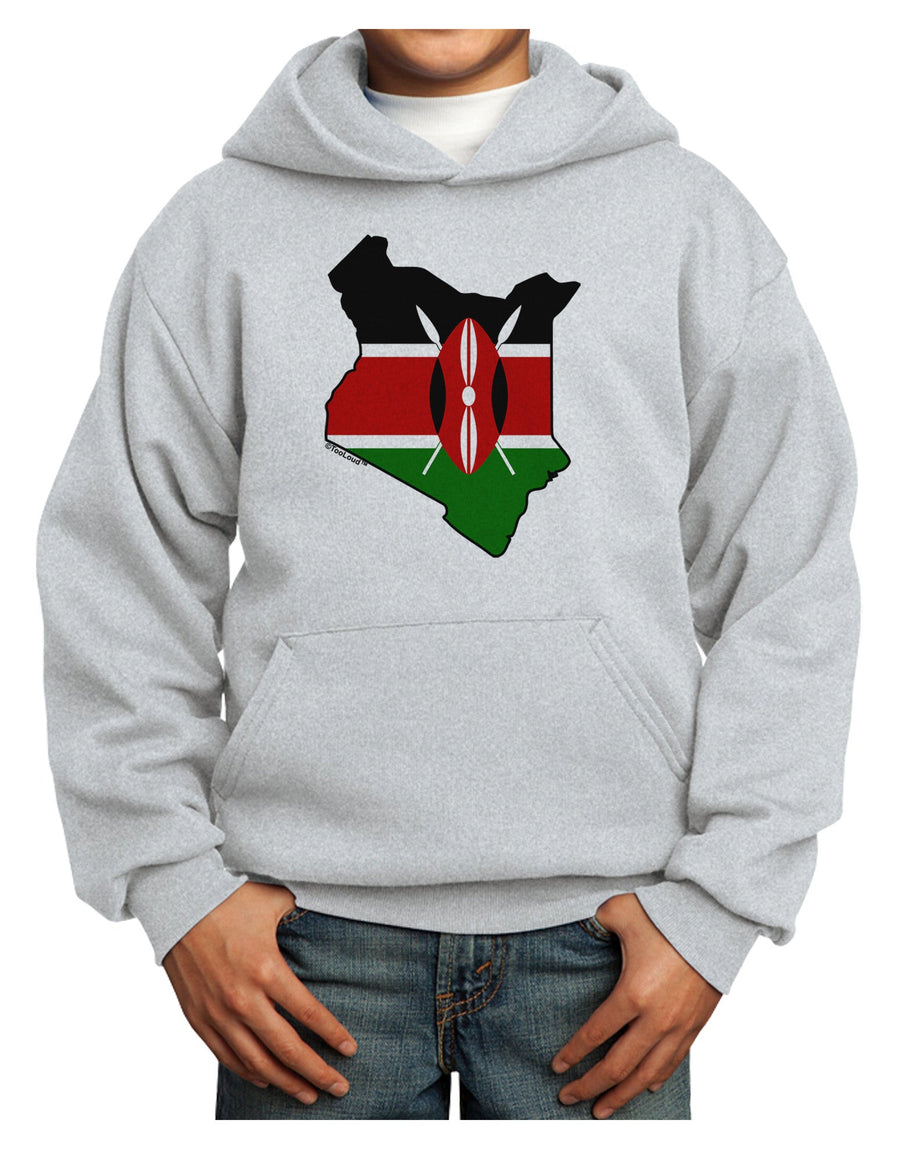 Kenya Flag Silhouette Youth Hoodie Pullover Sweatshirt-Youth Hoodie-TooLoud-White-XS-Davson Sales