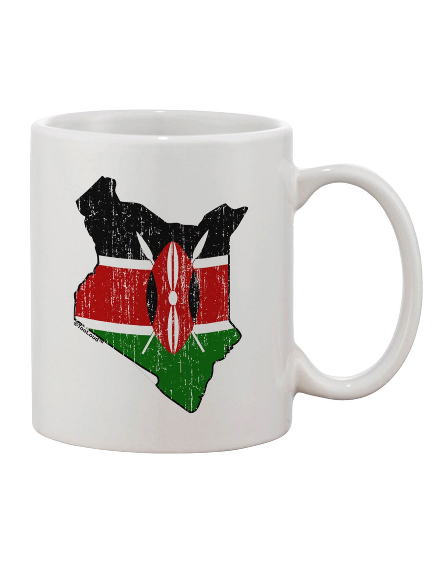 Kenyan Flag Silhouette Distressed Print 11 oz Coffee Mug - Expertly Crafted Drinkware-11 OZ Coffee Mug-TooLoud-White-Davson Sales