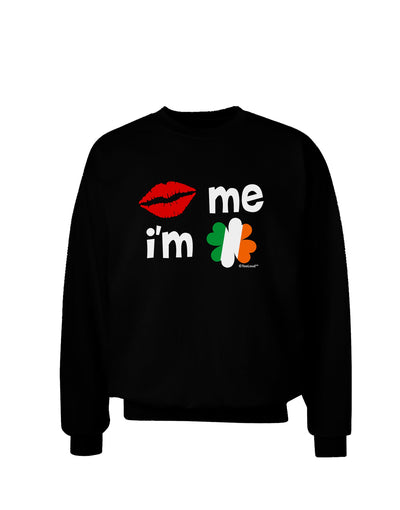 Kiss and Irish Flag Shamrock - Kiss Me I'm Irish Adult Dark Sweatshirt by TooLoud-Sweatshirts-TooLoud-Black-Small-Davson Sales