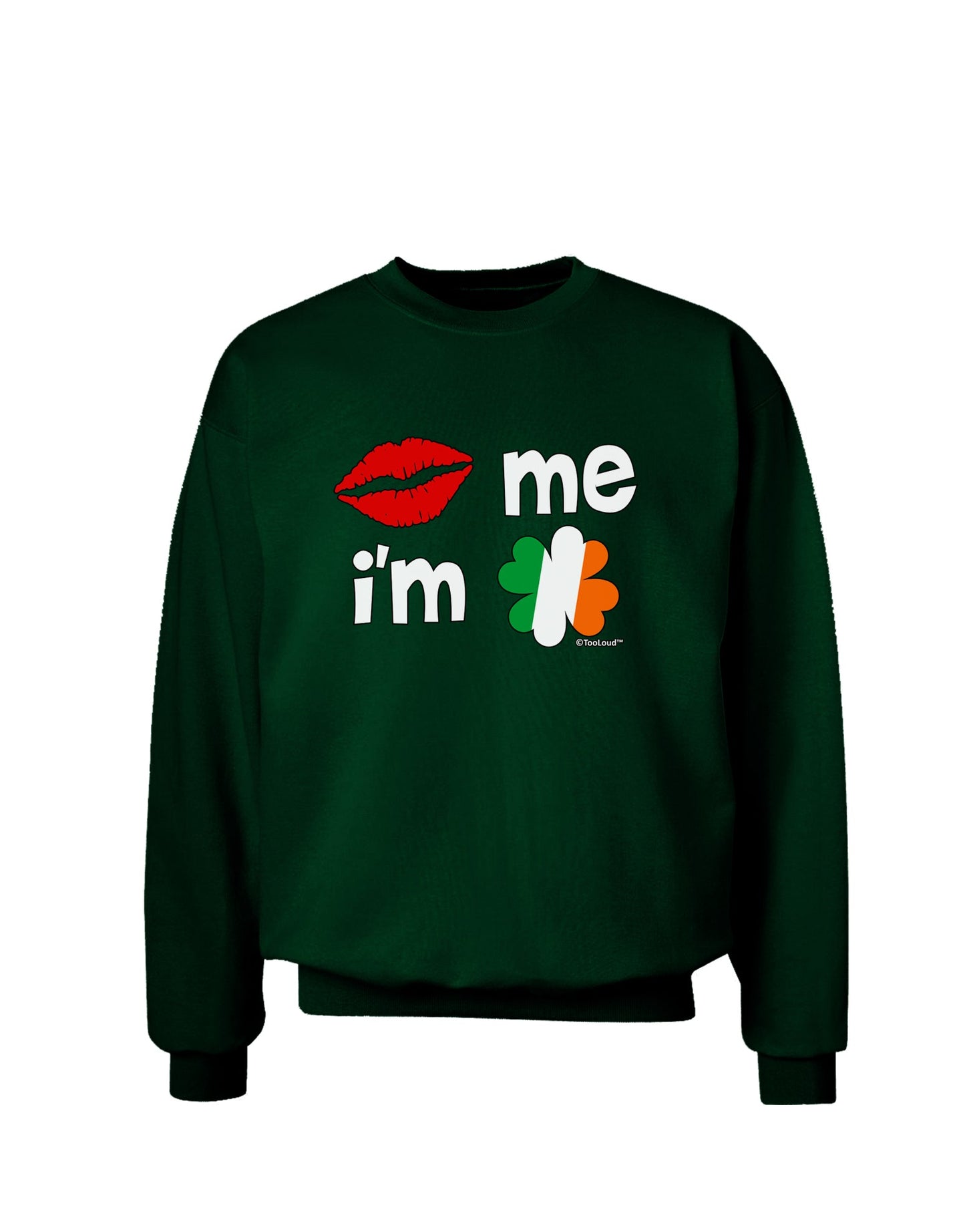 Kiss and Irish Flag Shamrock - Kiss Me I'm Irish Adult Dark Sweatshirt by TooLoud-Sweatshirts-TooLoud-Deep-Forest-Green-Small-Davson Sales