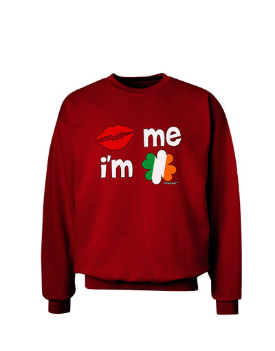 Kiss and Irish Flag Shamrock - Kiss Me I'm Irish Adult Dark Sweatshirt by TooLoud-Sweatshirts-TooLoud-Deep-Red-Small-Davson Sales