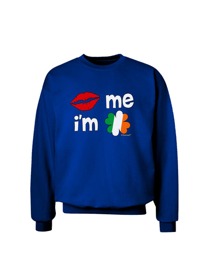 Kiss and Irish Flag Shamrock - Kiss Me I'm Irish Adult Dark Sweatshirt by TooLoud-Sweatshirts-TooLoud-Deep-Royal-Blue-Small-Davson Sales