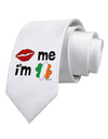 Kiss and Irish Flag Shamrock - Kiss Me I'm Irish Printed White Necktie by TooLoud