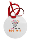 Kiss Me BOOtiful Ghost Orange Circular Metal Ornament-Ornament-TooLoud-White-Davson Sales