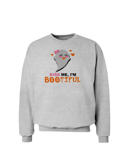 Kiss Me BOOtiful Ghost Orange Sweatshirt-Sweatshirts-TooLoud-AshGray-Small-Davson Sales