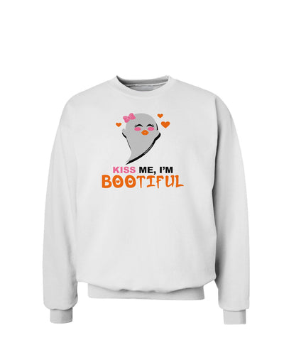 Kiss Me BOOtiful Ghost Orange Sweatshirt-Sweatshirts-TooLoud-White-Small-Davson Sales