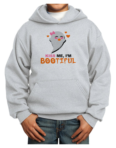 Kiss Me BOOtiful Ghost Orange Youth Hoodie Pullover Sweatshirt-Youth Hoodie-TooLoud-Ash-XS-Davson Sales