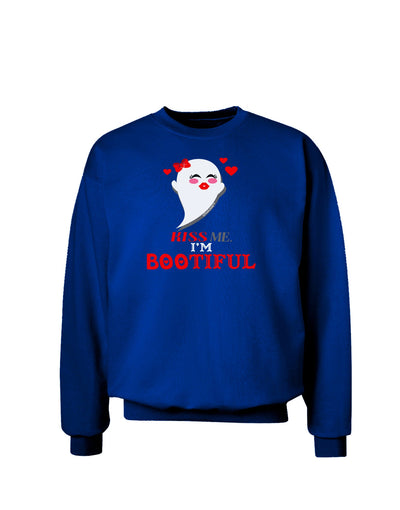 Kiss Me BOOtiful Ghost Red Adult Dark Sweatshirt-Sweatshirts-TooLoud-Deep-Royal-Blue-Small-Davson Sales