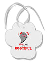 Kiss Me BOOtiful Ghost Red Paw Print Shaped Ornament-Ornament-TooLoud-White-Davson Sales