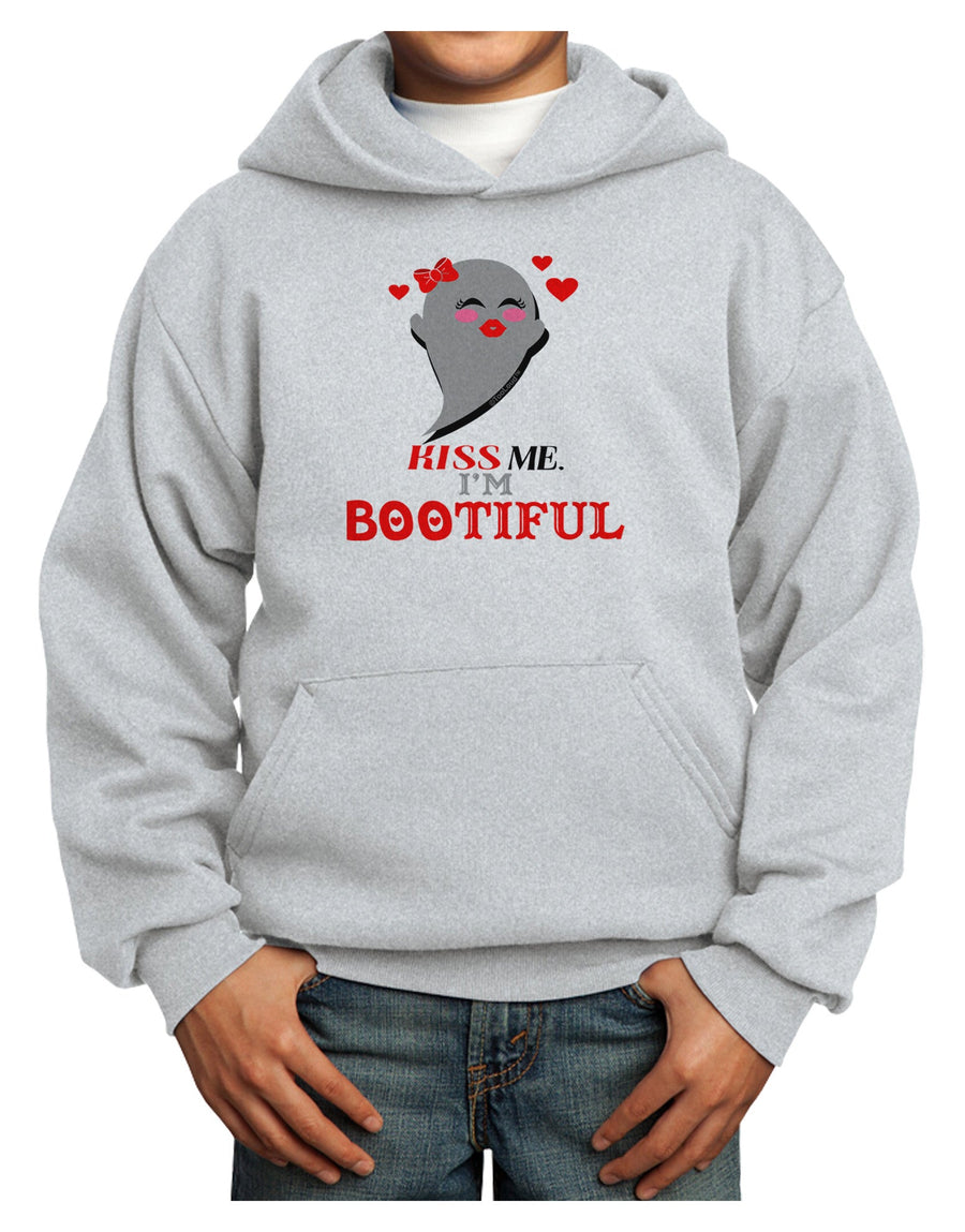 Kiss Me BOOtiful Ghost Red Youth Hoodie Pullover Sweatshirt-Youth Hoodie-TooLoud-White-XS-Davson Sales