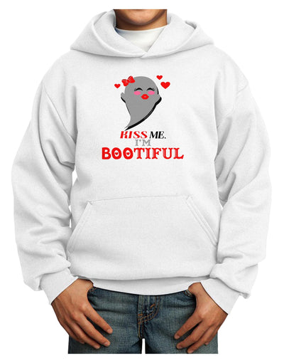 Kiss Me BOOtiful Ghost Red Youth Hoodie Pullover Sweatshirt-Youth Hoodie-TooLoud-White-XS-Davson Sales